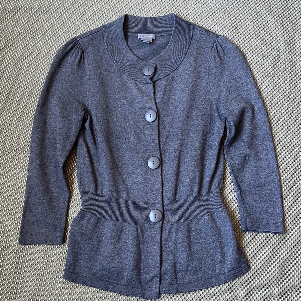 Grey large button cardigan